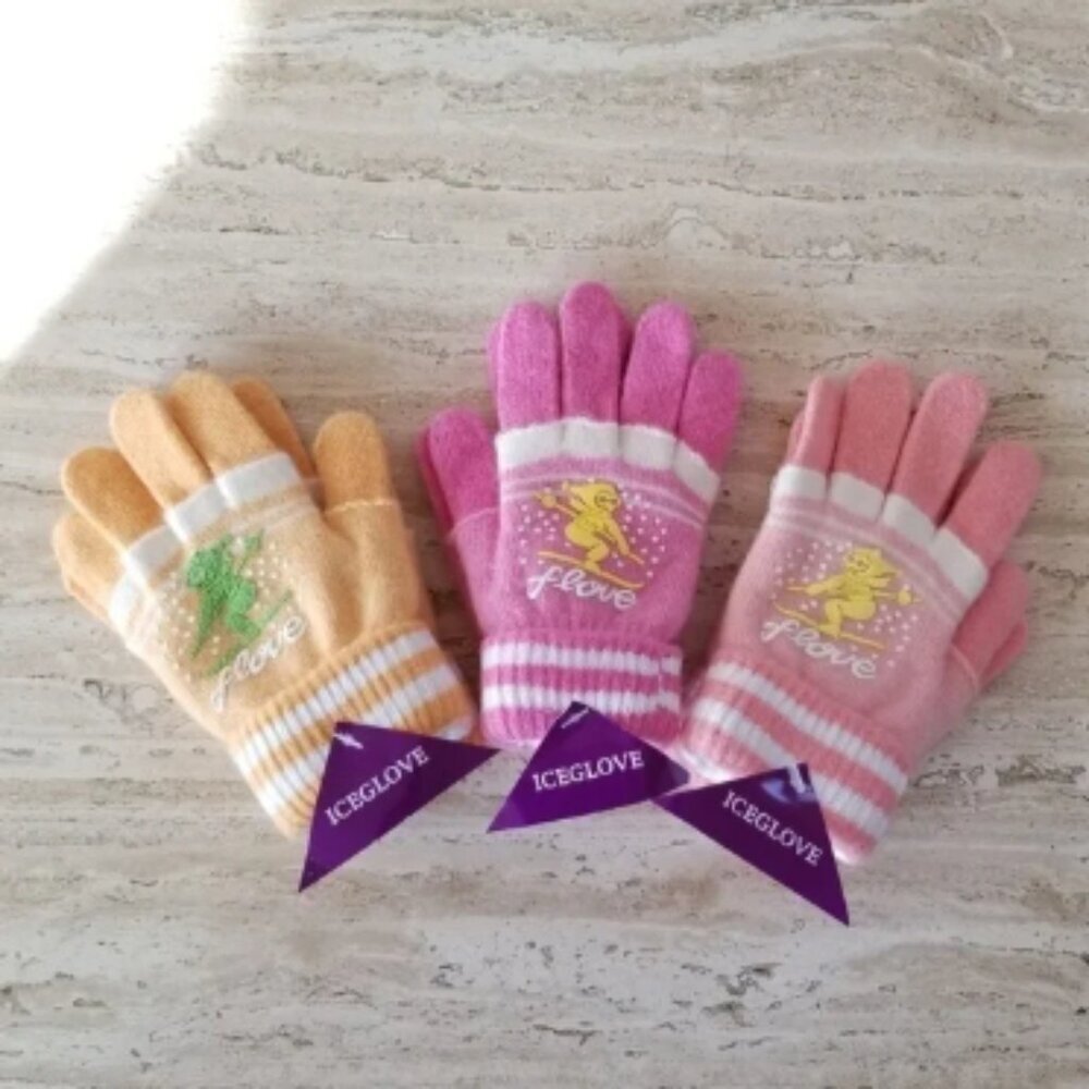 Set of 3 NEW Multicolor Double Layered 2 in 1 Wool Blend Cozy Warm Gloves Small